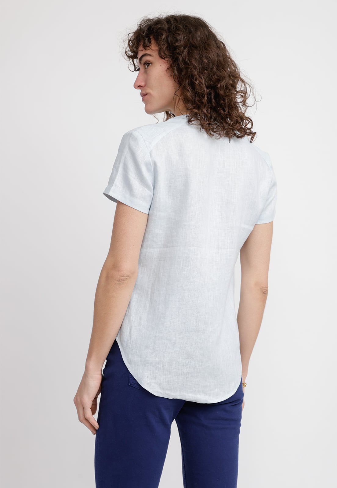 BLUSA MUJER KEIKO LINO CELESTE - 2
