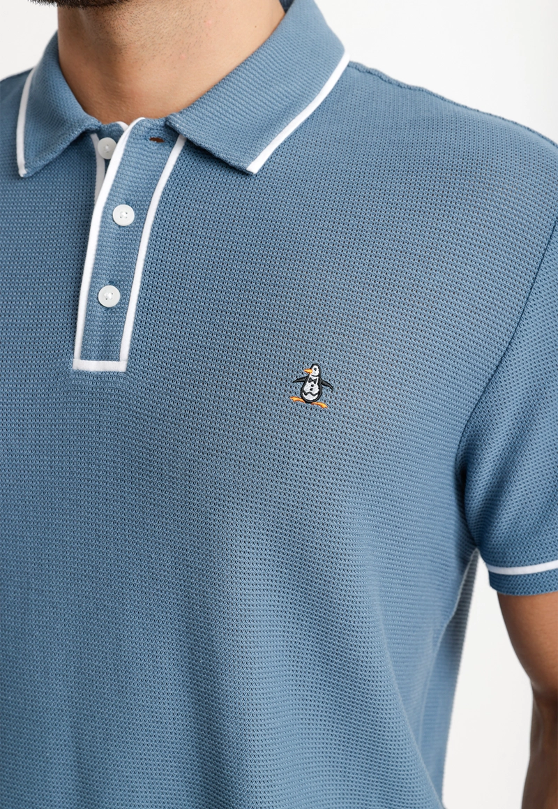 POLERA HOMBRE POLO MANGA CORTA AZUL - 3