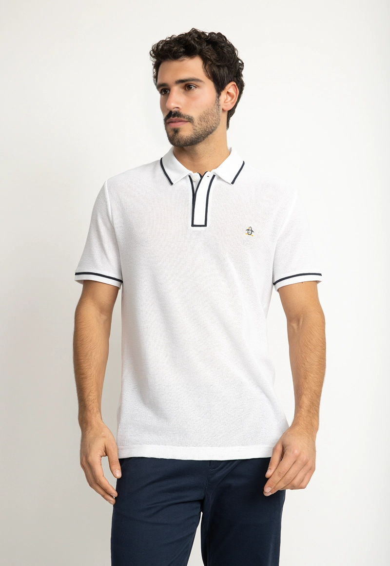 POLERA HOMBRE POLO MANGA CORTA BLANCA - 1