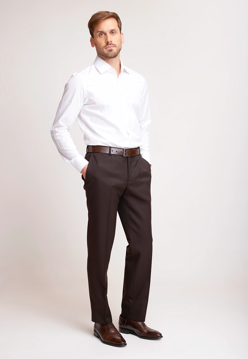 PANTALON FORMAL HOMBRE REGULAR FIT EXECUTIVE  CAFE - 4