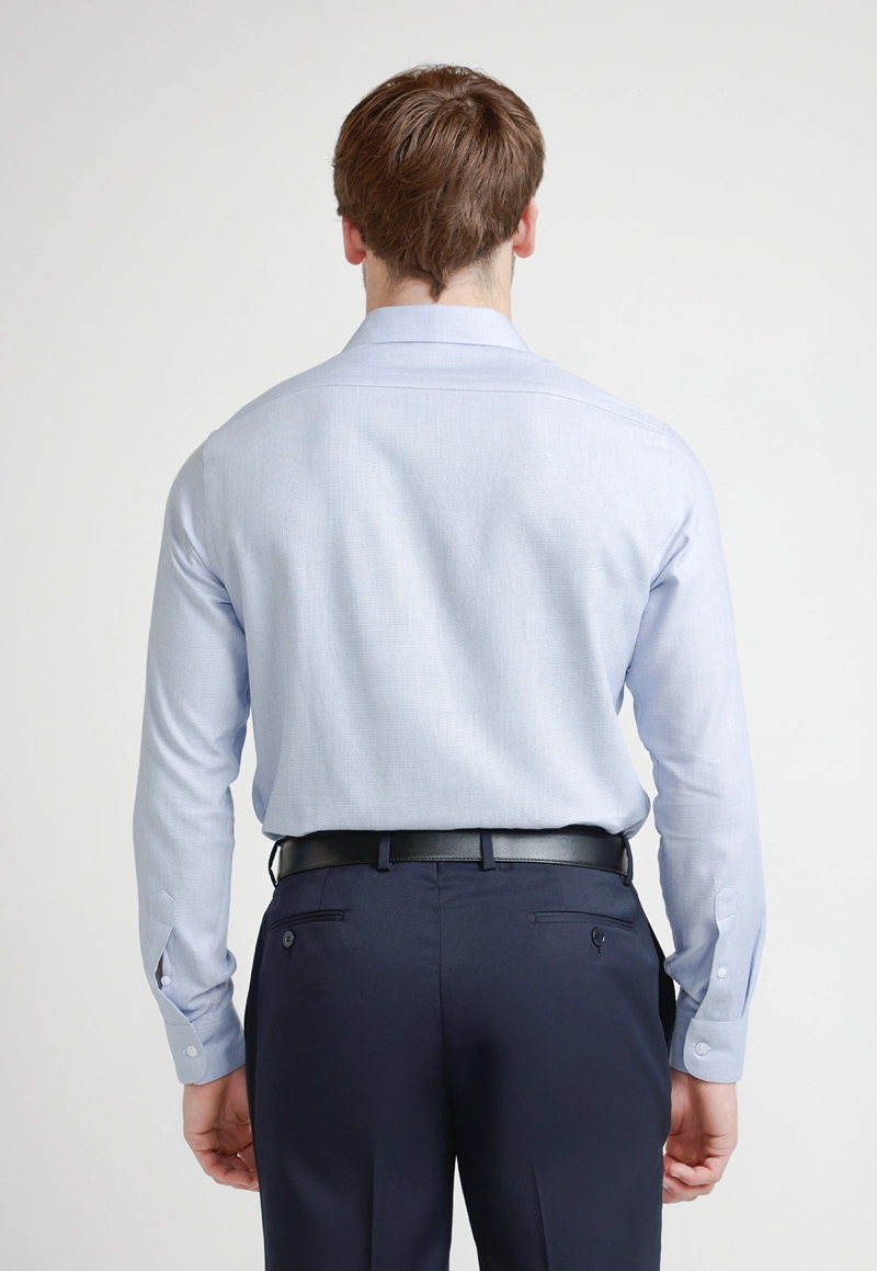 CAMISA FORMAL HOMBRE MEZCLA ALGODON SLIM EXECUTIVE AZUL M - 2
