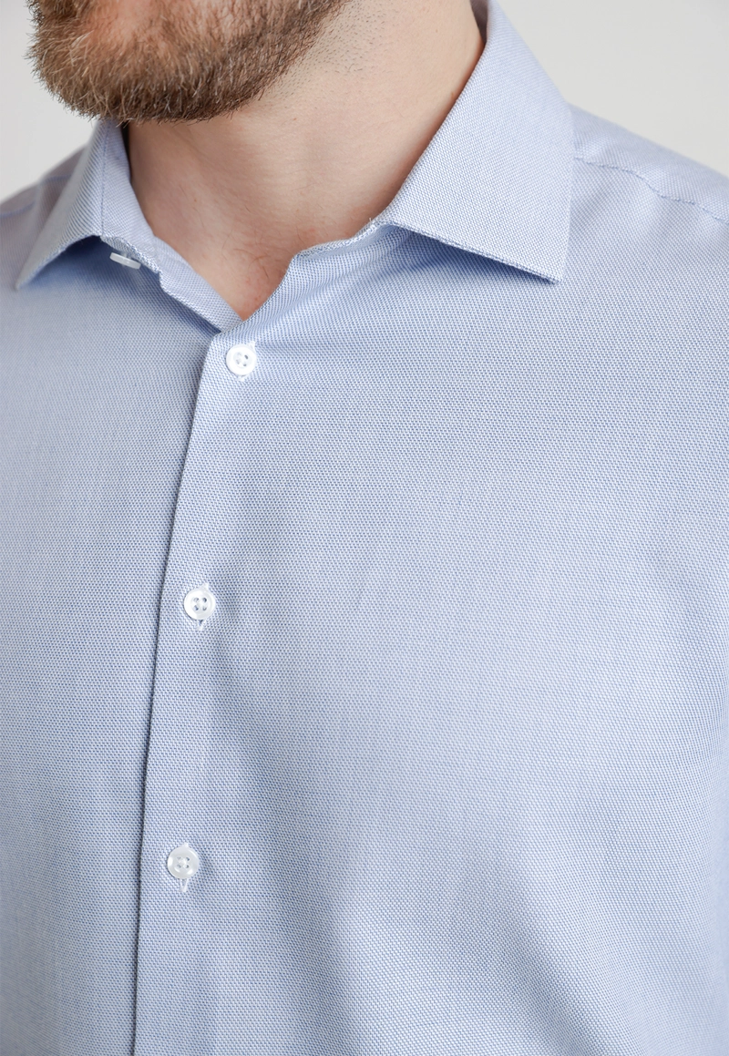 CAMISA FORMAL HOMBRE MEZCLA ALGODON SLIM EXECUTIVE AZUL M - 3