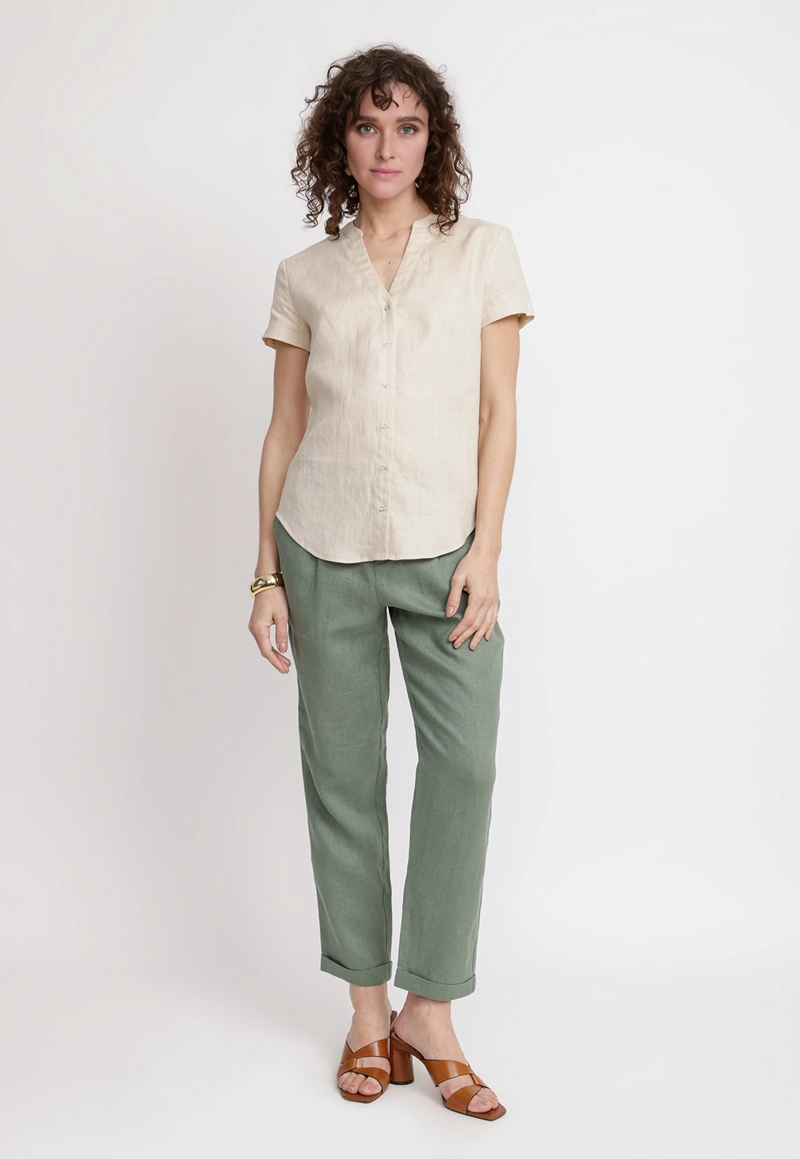BLUSA MUJER KEIKO LINO BEIGE - 4