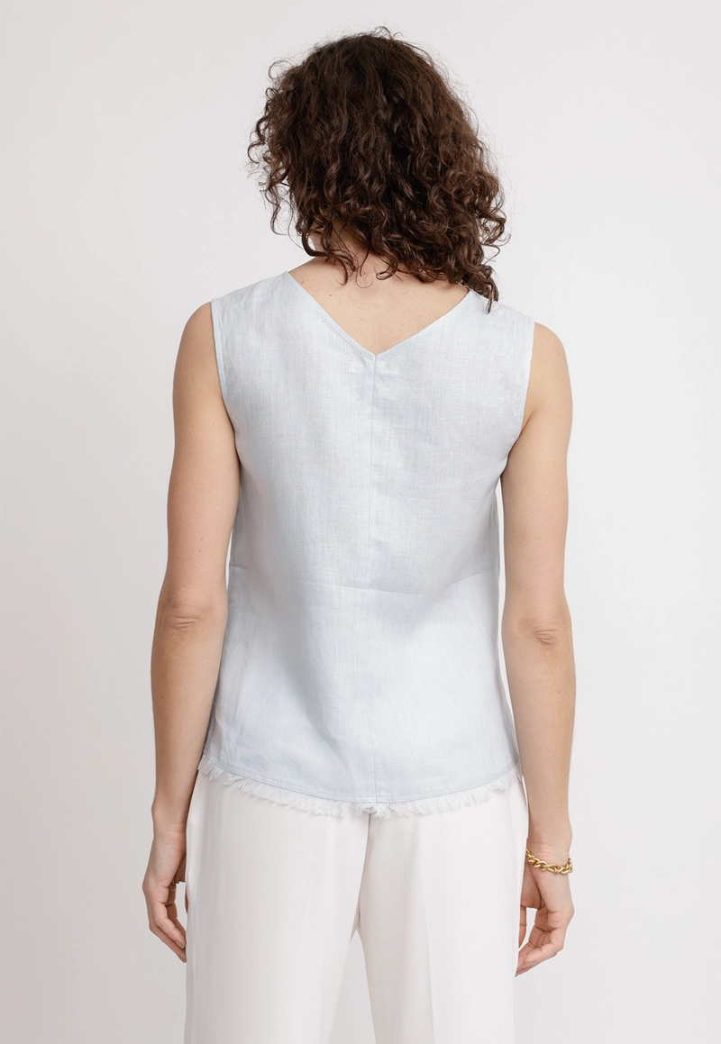 BLUSA MUJER GIA LINO CELESTE - 2