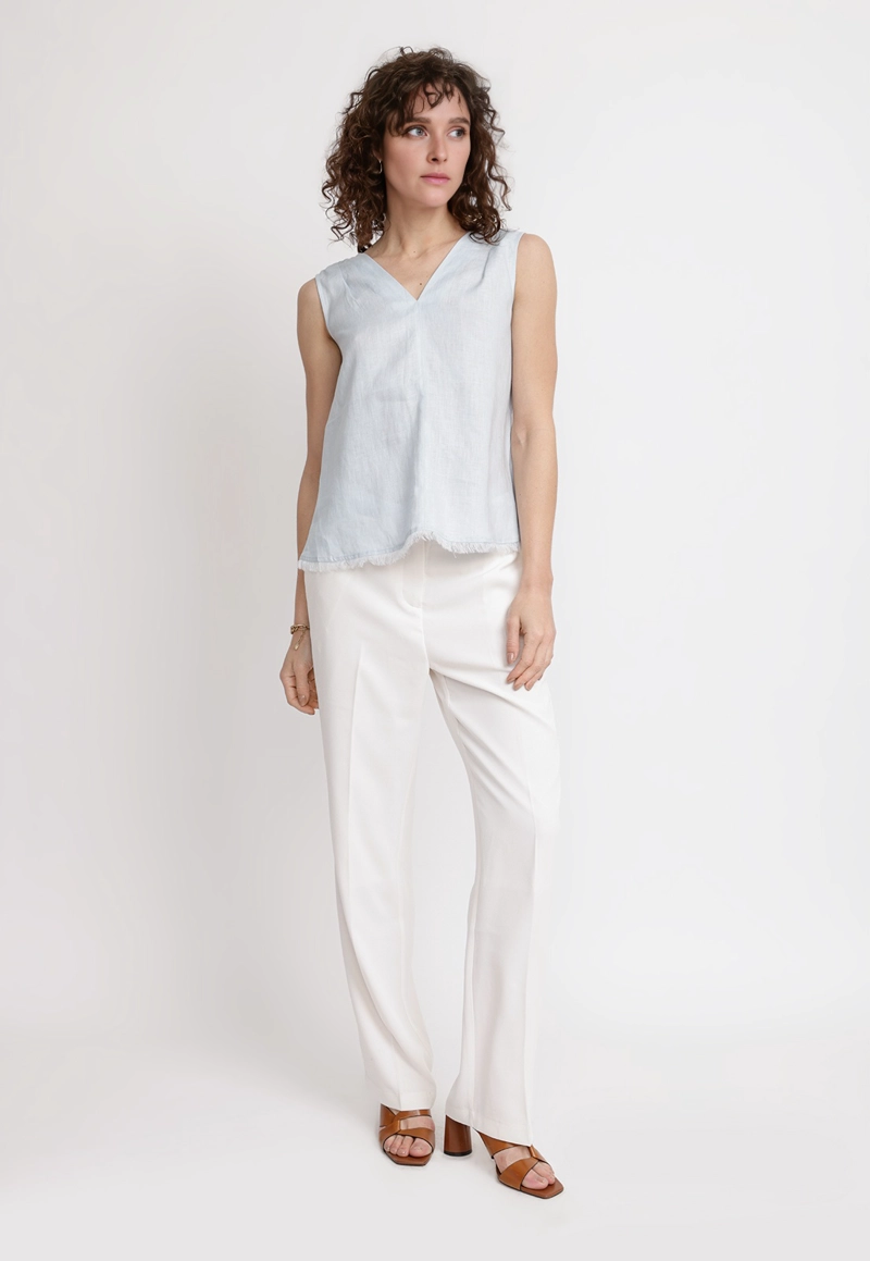 BLUSA MUJER GIA LINO CELESTE - 4