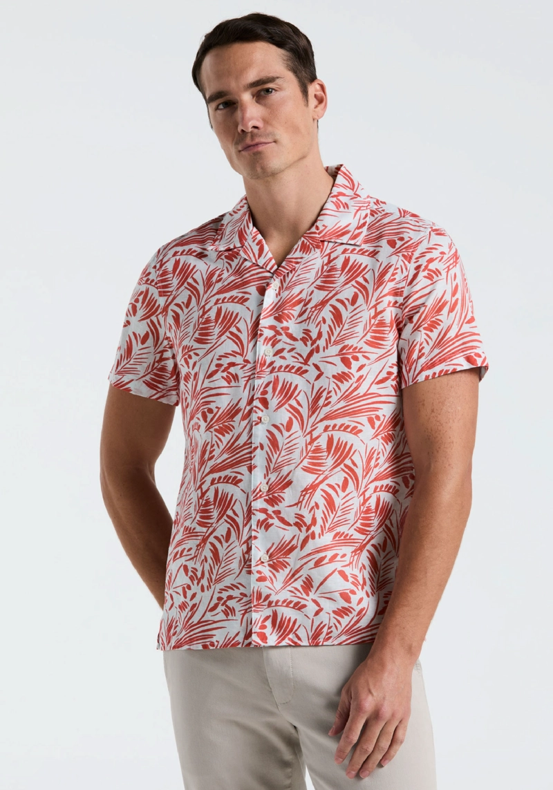 CAMISA HOMBRE MANGA CORTA ESTAMPADA CORAL - 1