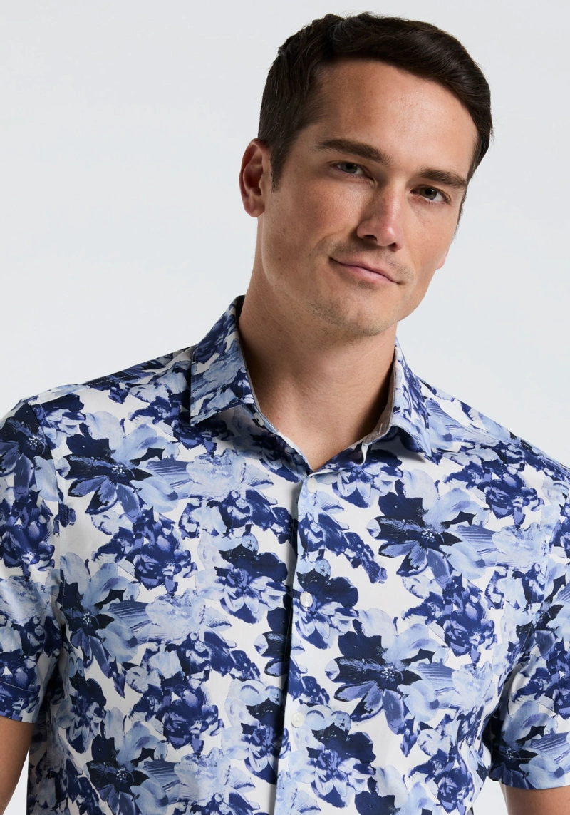 CAMISA HOMBRE MANGA CORTA ESTAMPADA AZUL - 3