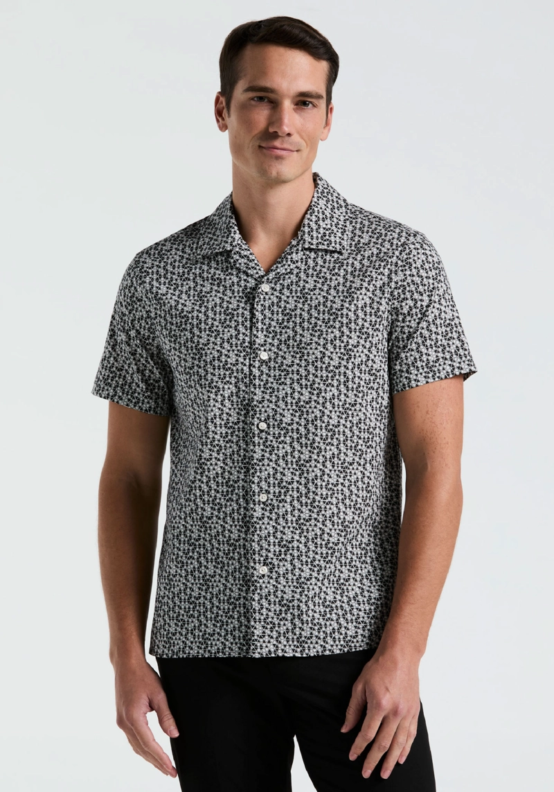 CAMISA HOMBRE MANGA CORTA ESTAMPADA NEGRO - 1