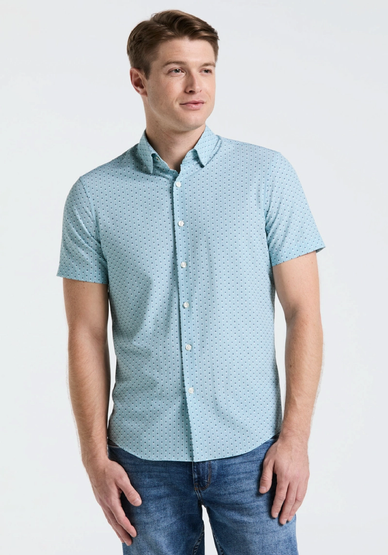 CAMISA HOMBRE MANGA CORTA TOTAL STRETCH VERDE AGUA - 1