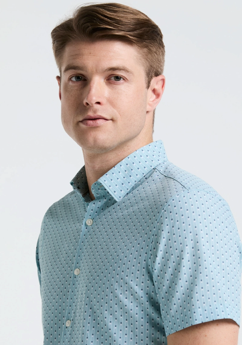 CAMISA HOMBRE MANGA CORTA TOTAL STRETCH VERDE AGUA - 3