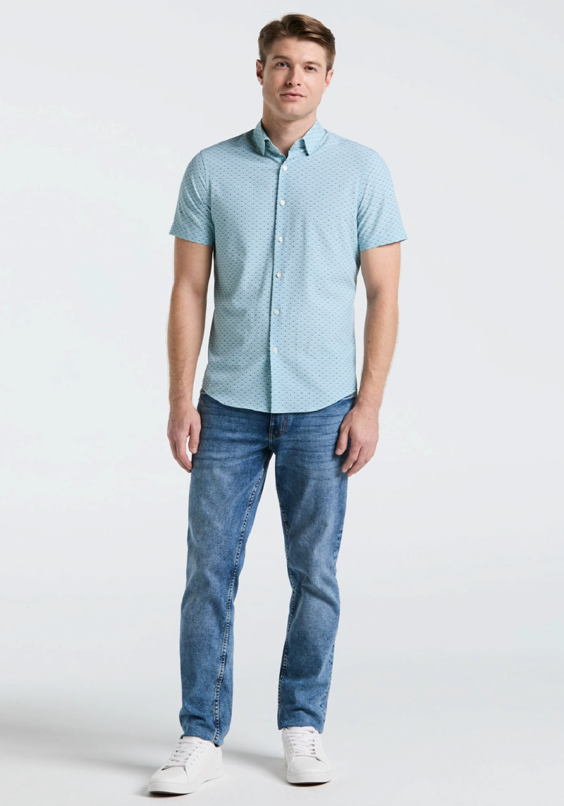 CAMISA HOMBRE MANGA CORTA TOTAL STRETCH VERDE AGUA - 4