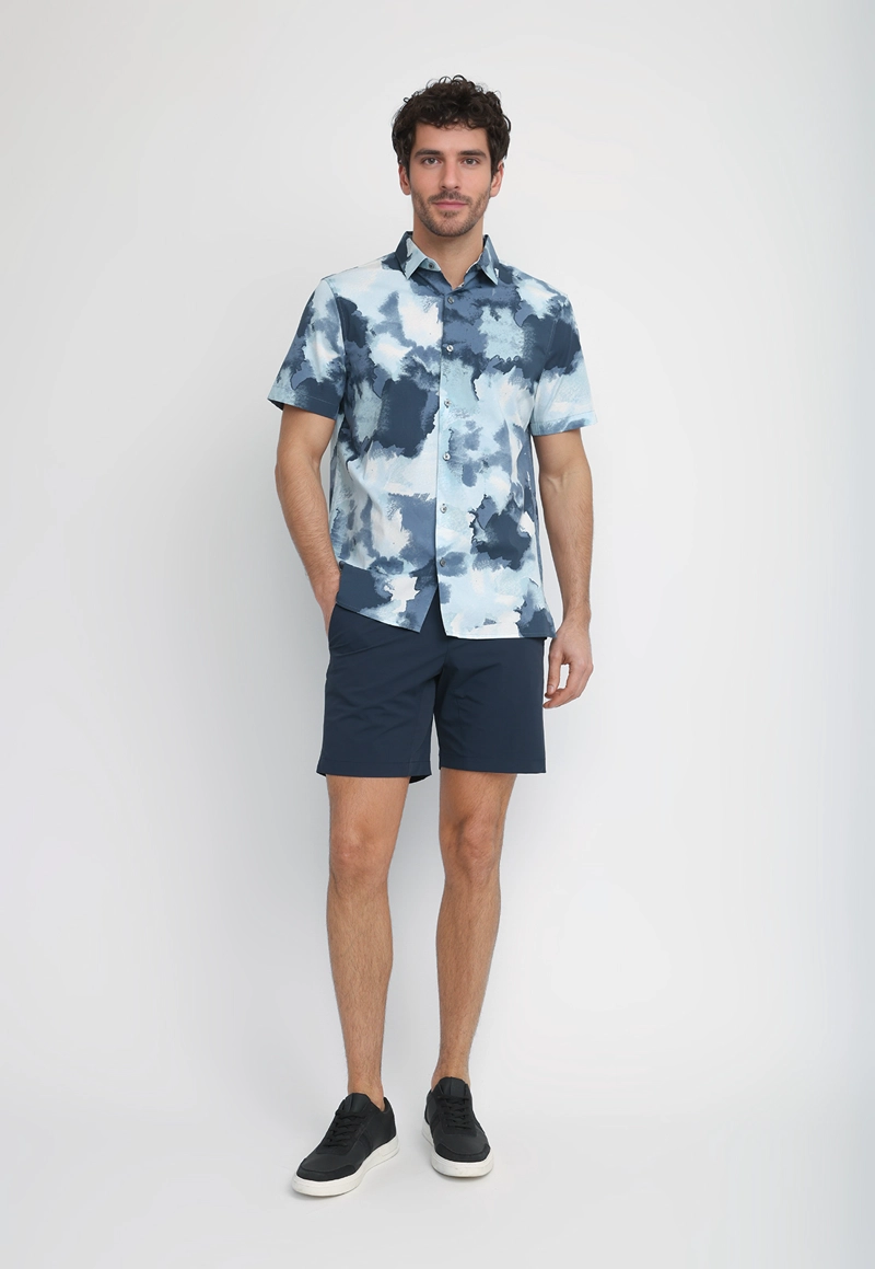 CAMISA HOMBRE MANGA CORTA ESTAMPADA AZUL - 4