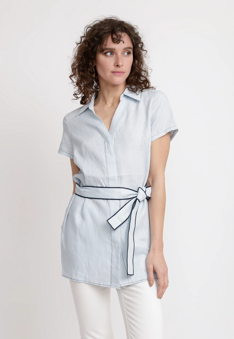 BLUSA MUJER PAU LINO CELESTE - 1