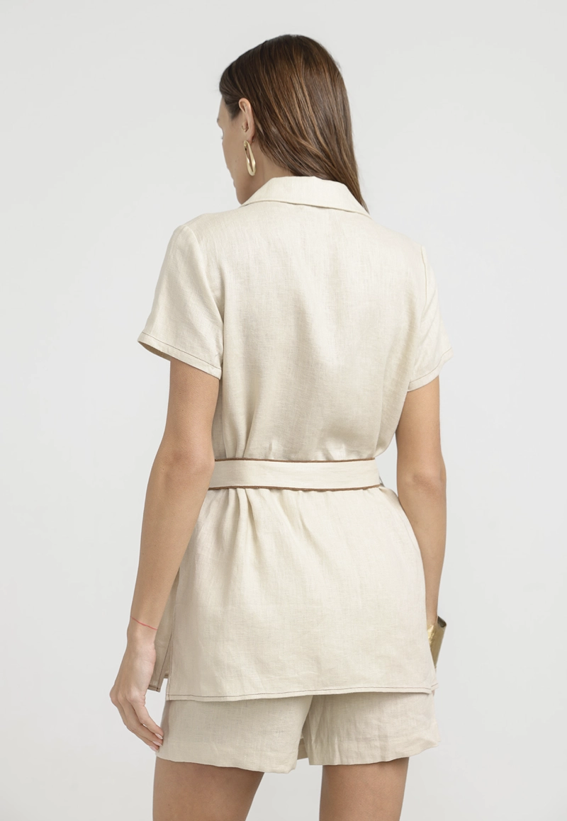 BLUSA MUJER PAU LINO BEIGE - 2