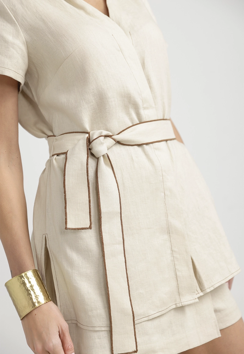 BLUSA MUJER PAU LINO BEIGE - 3