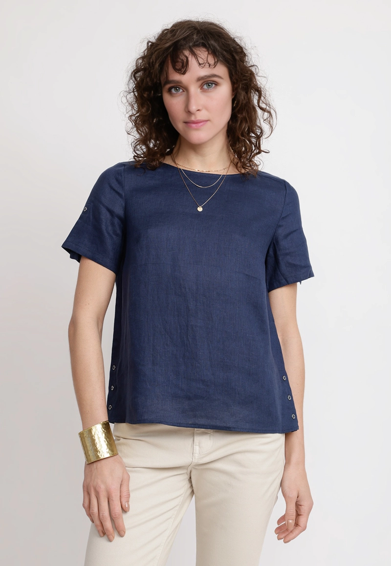 BLUSA MUJER GARZA VISCOSA NAVY - 1