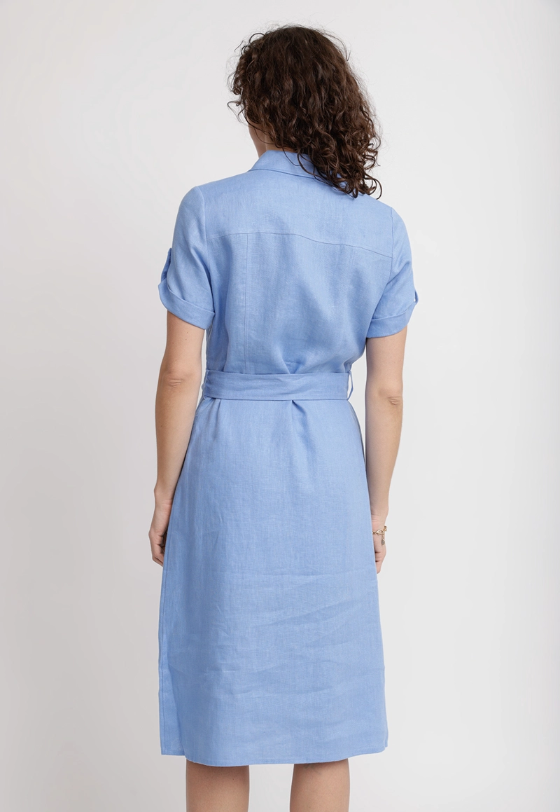 VESTIDO MUJER SEVILLA LINO CELESTE - 2