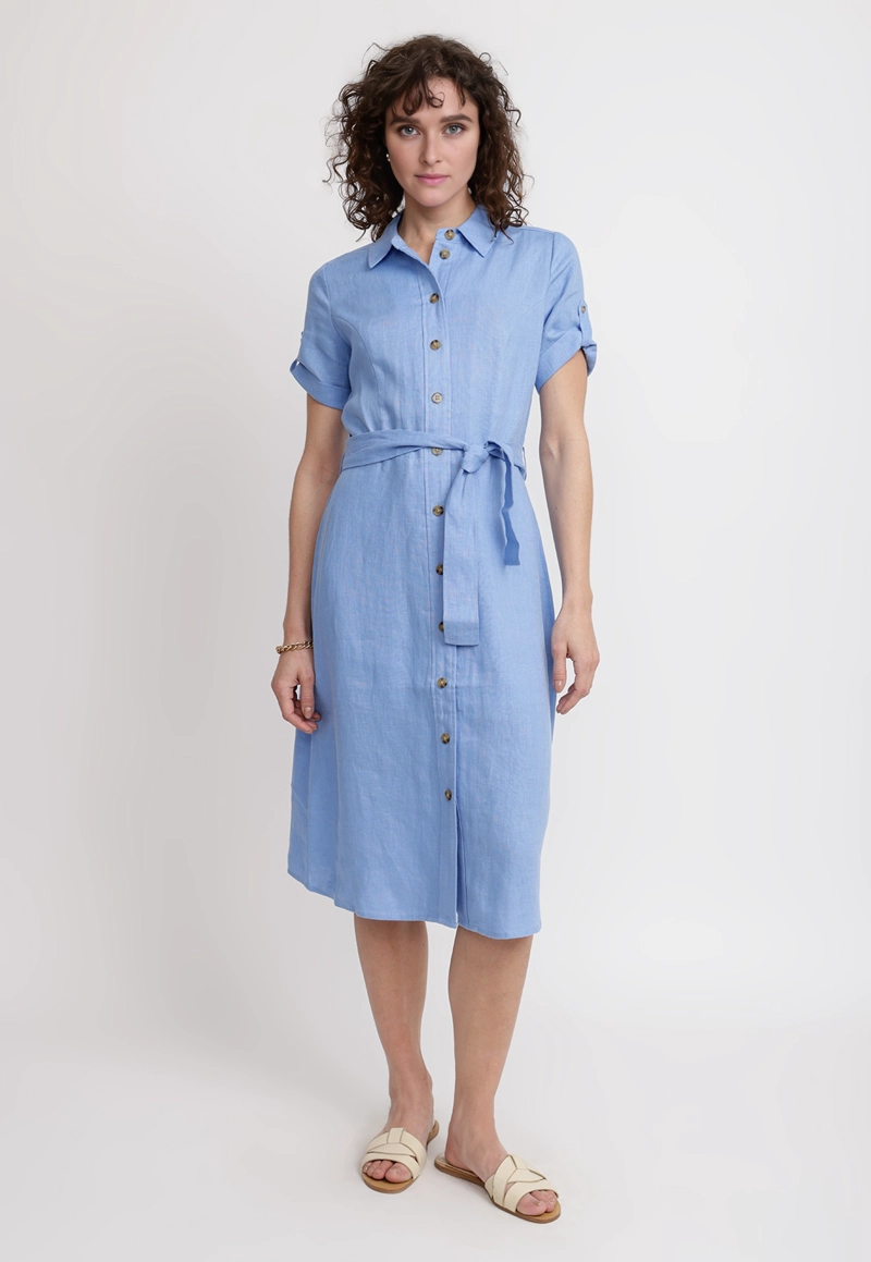 VESTIDO MUJER SEVILLA LINO CELESTE - 4