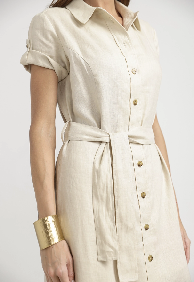 VESTIDO MUJER SEVILLA LINO BEIGE - 3