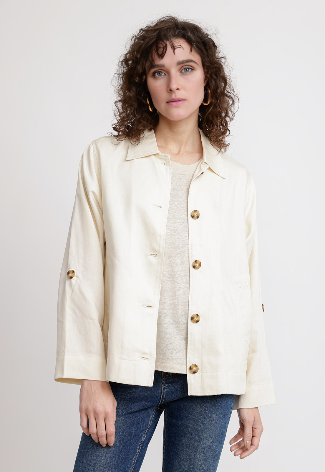 SOBRECAMISA MUJER NOGAL LINO BEIGE - 1