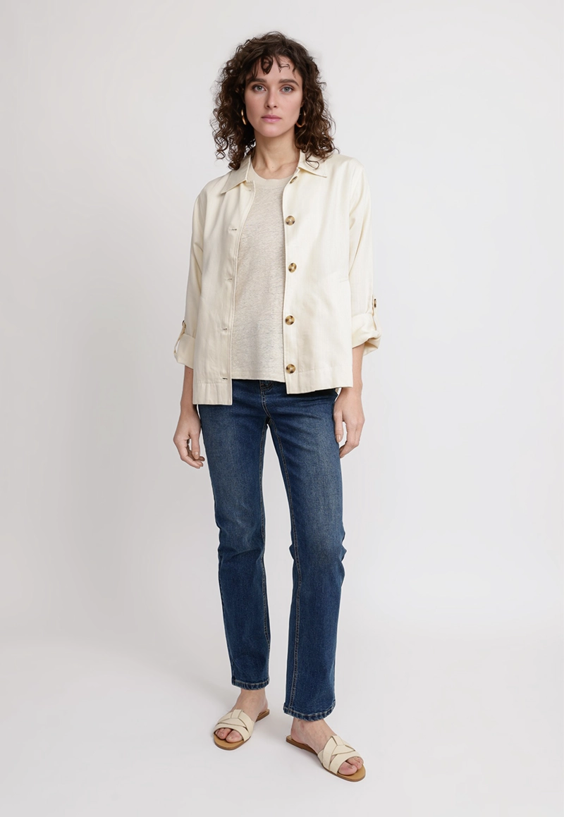SOBRECAMISA MUJER NOGAL LINO BEIGE - 4