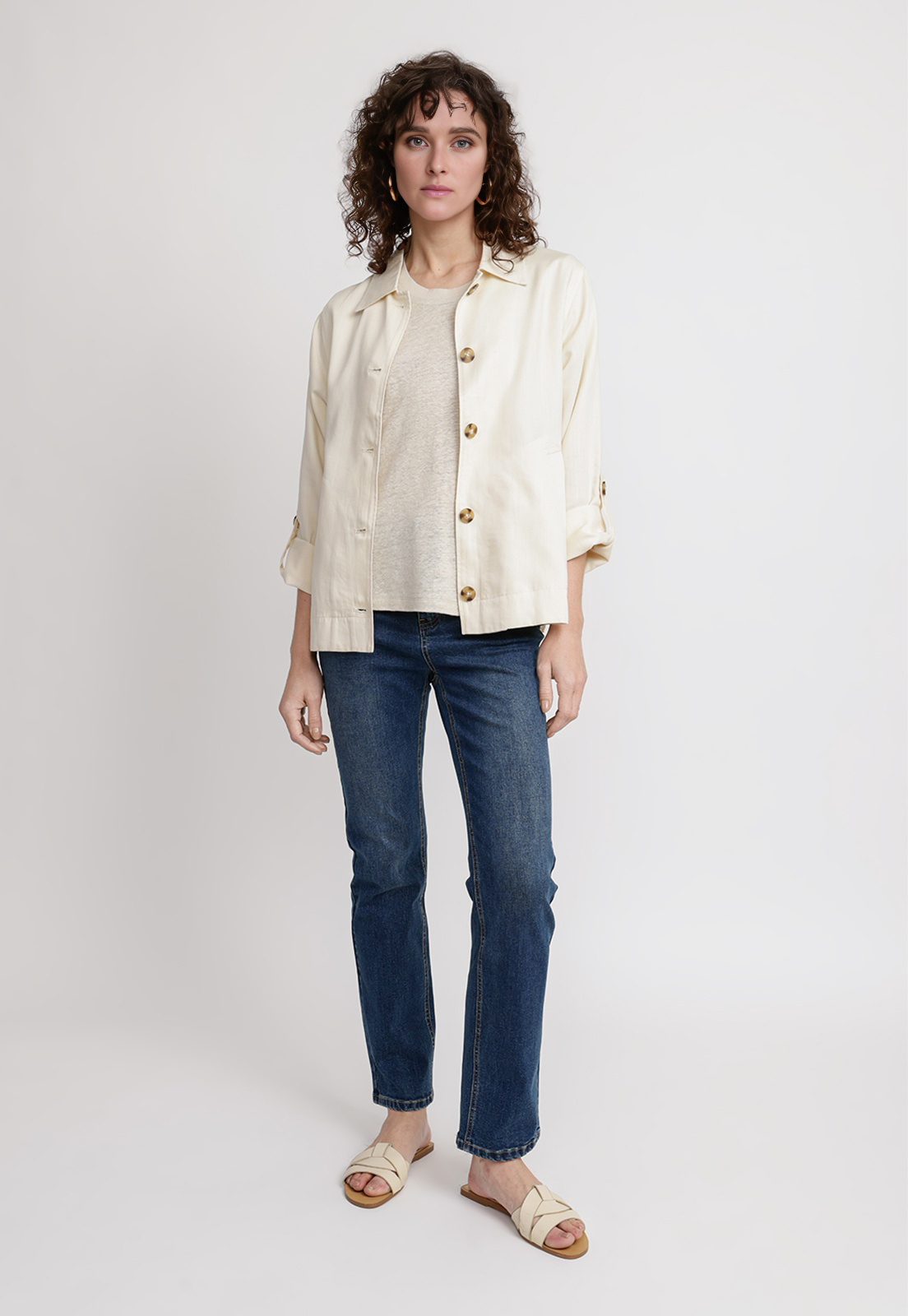SOBRECAMISA MUJER NOGAL LINO BEIGE - 4