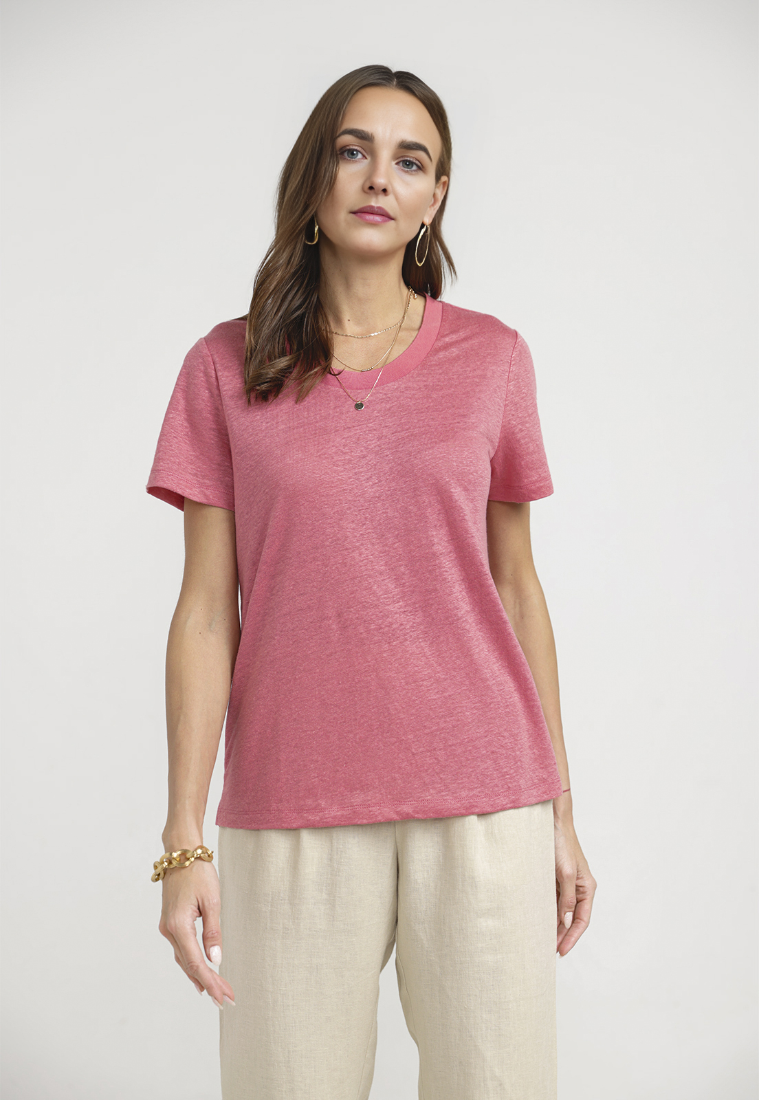 POLERA MUJER GANTT LINO MAGENTA - 1