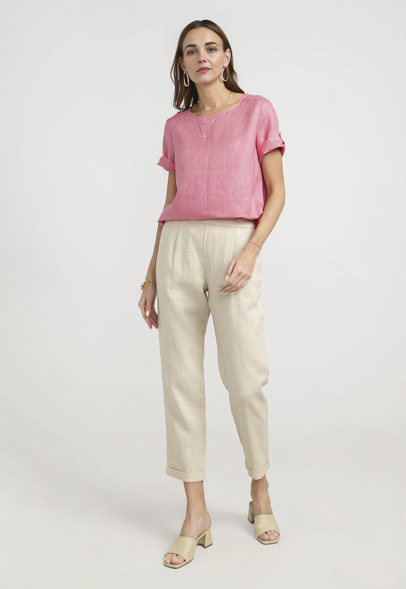 PANTALON MUJER CLARA LINO BEIGE - 4