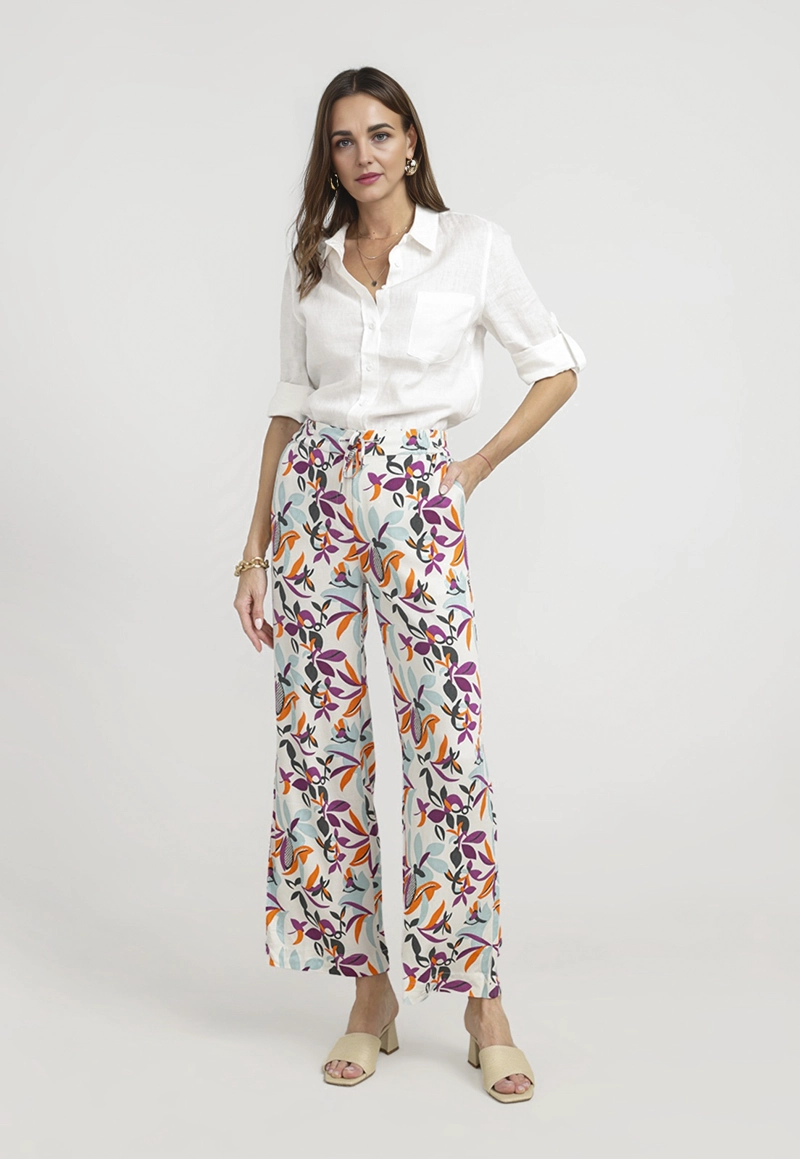PANTALON MUJER ALONDRA VISCOSA FLORAL MAGENTA - 4