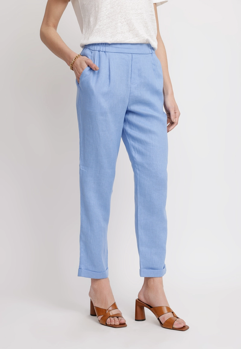 PANTALON MUJER CLARA LINO CELESTE - 1