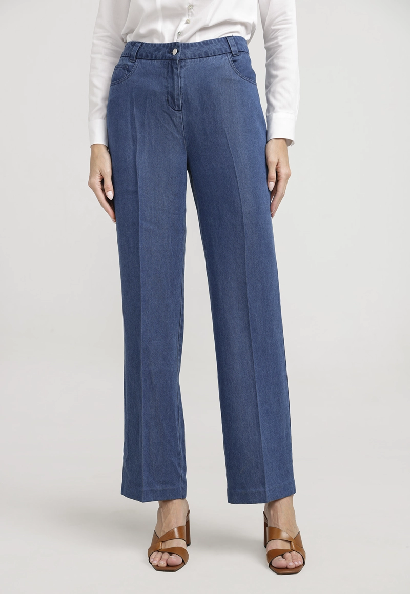 PANTALON MUJER ALFARO TENCEL AZUL - 1