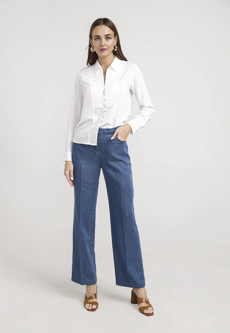 PANTALON MUJER ALFARO TENCEL AZUL - 4