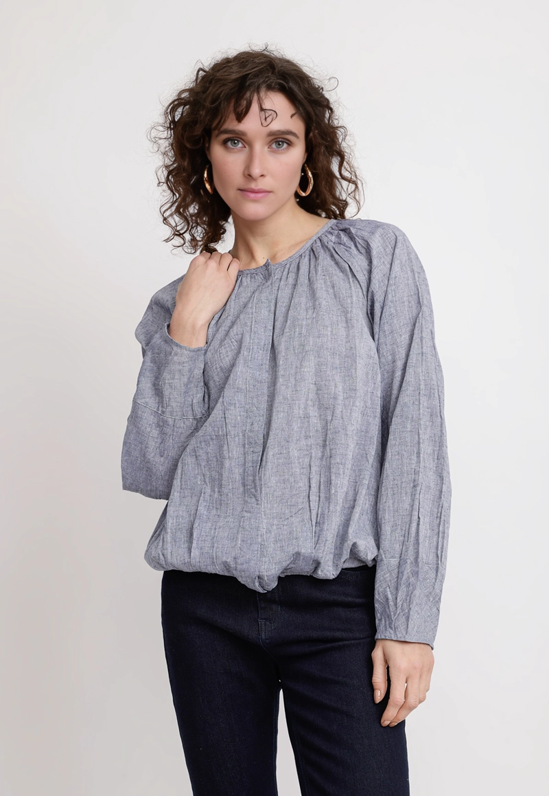BLUSA MUJER OLIVIA LINO NAVY - 1