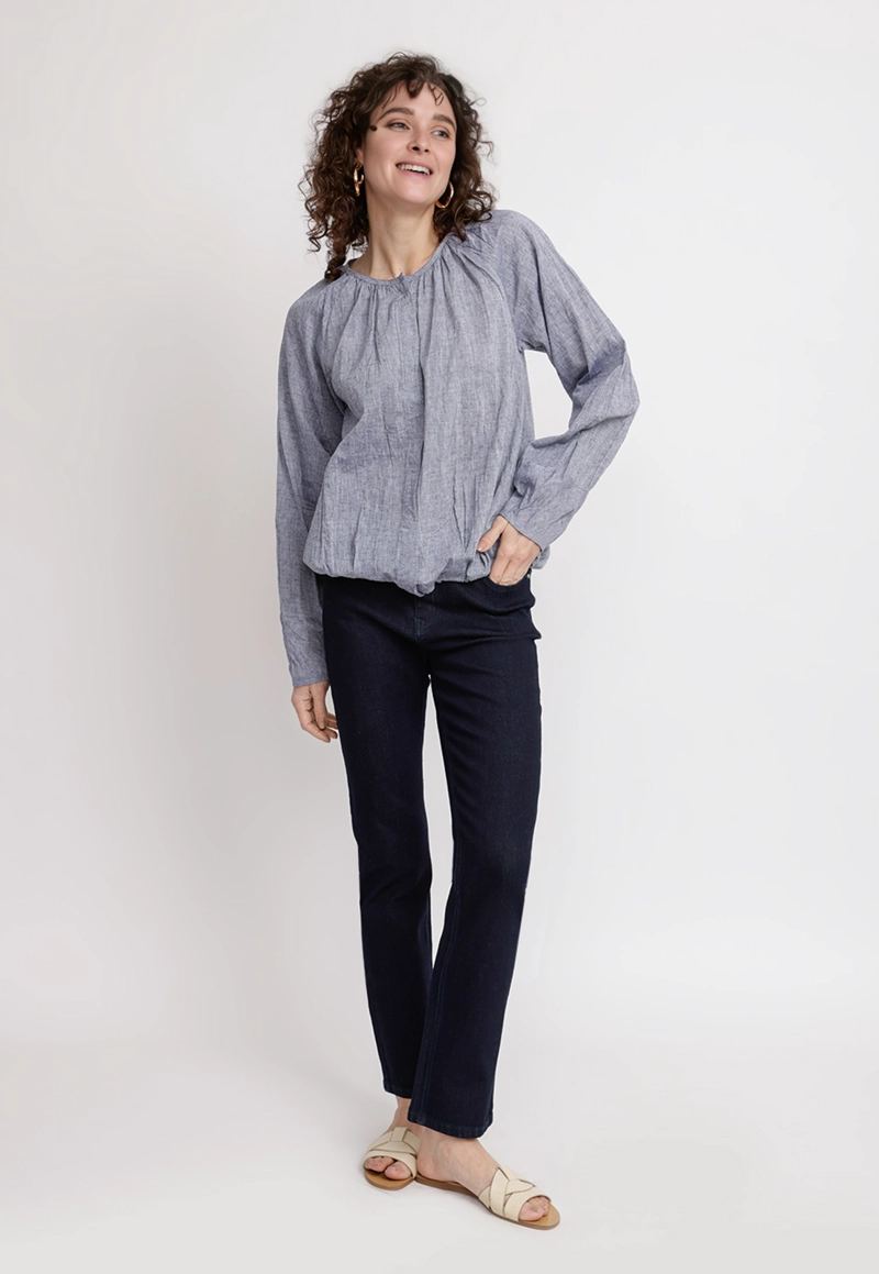 BLUSA MUJER OLIVIA LINO NAVY - 4
