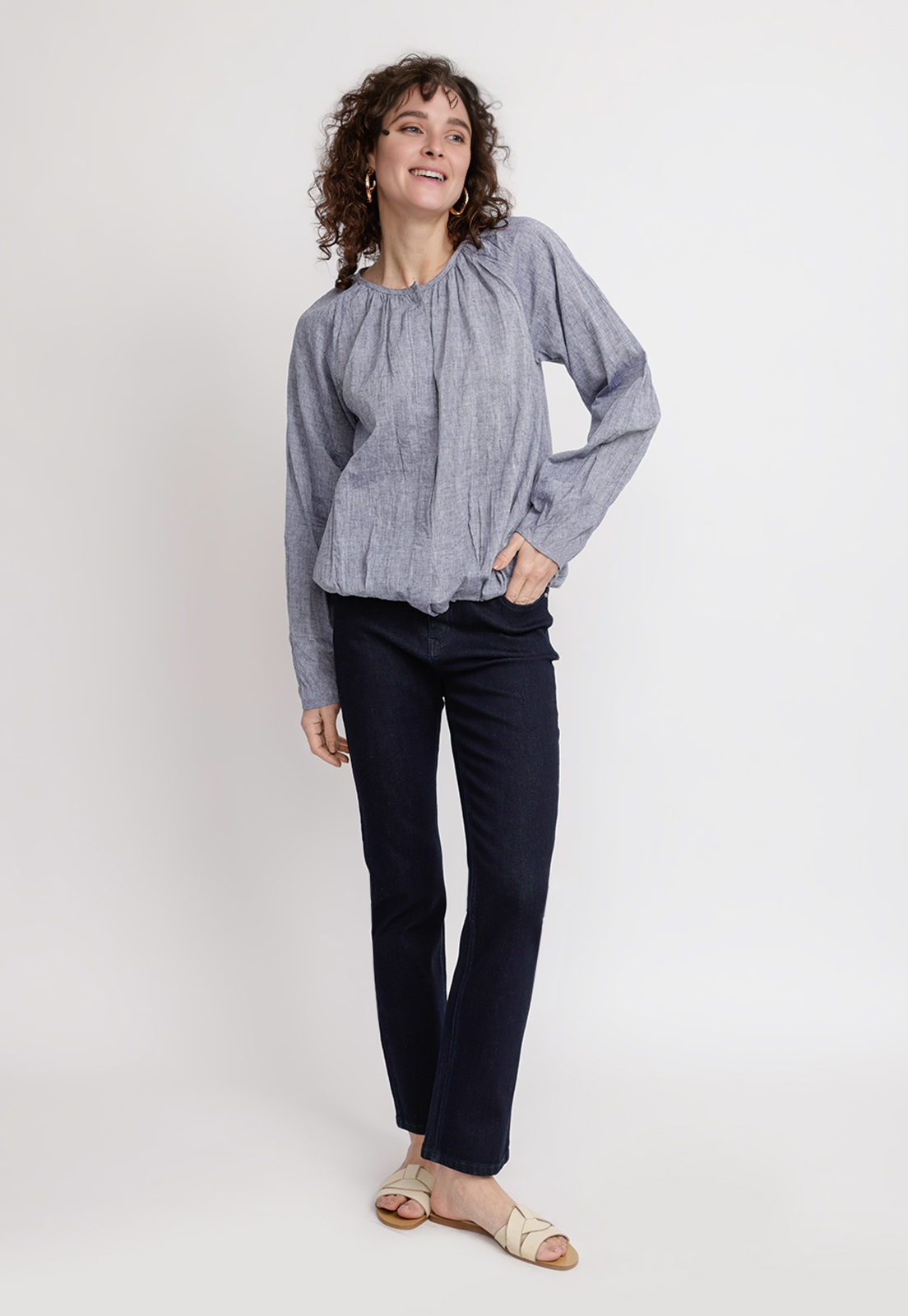 BLUSA MUJER OLIVIA LINO NAVY - 4