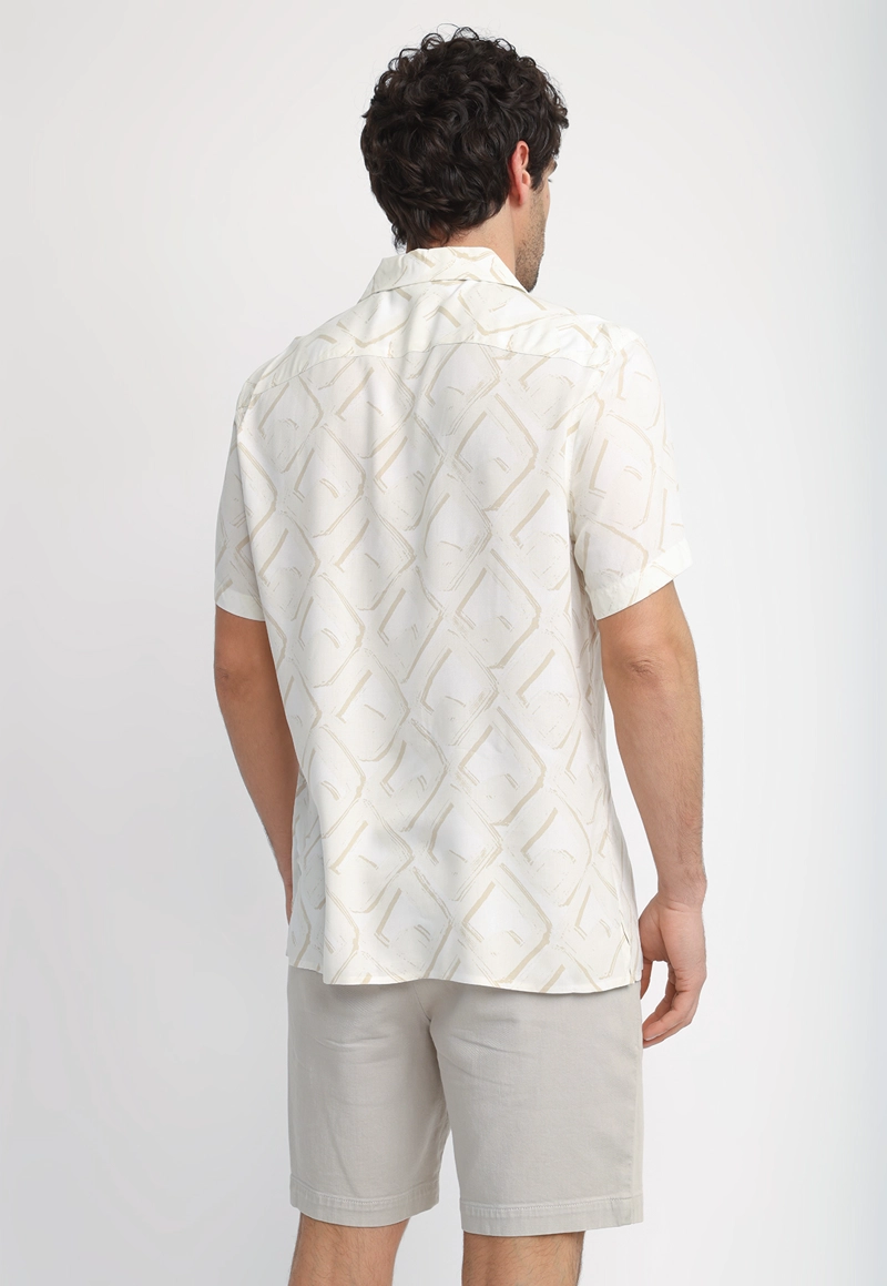 CAMISA HOMBRE MANGA CORTA ESTAMPADA BLANCO - 2