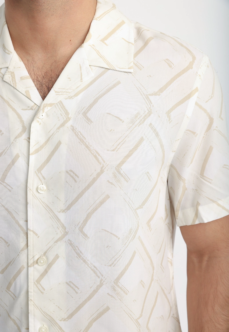 CAMISA HOMBRE MANGA CORTA ESTAMPADA BLANCO - 3