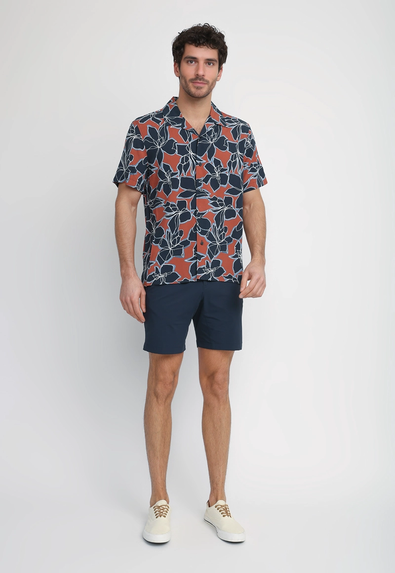 CAMISA HOMBRE MANGA CORTA ESTAMPADA TERRACOTA - 1