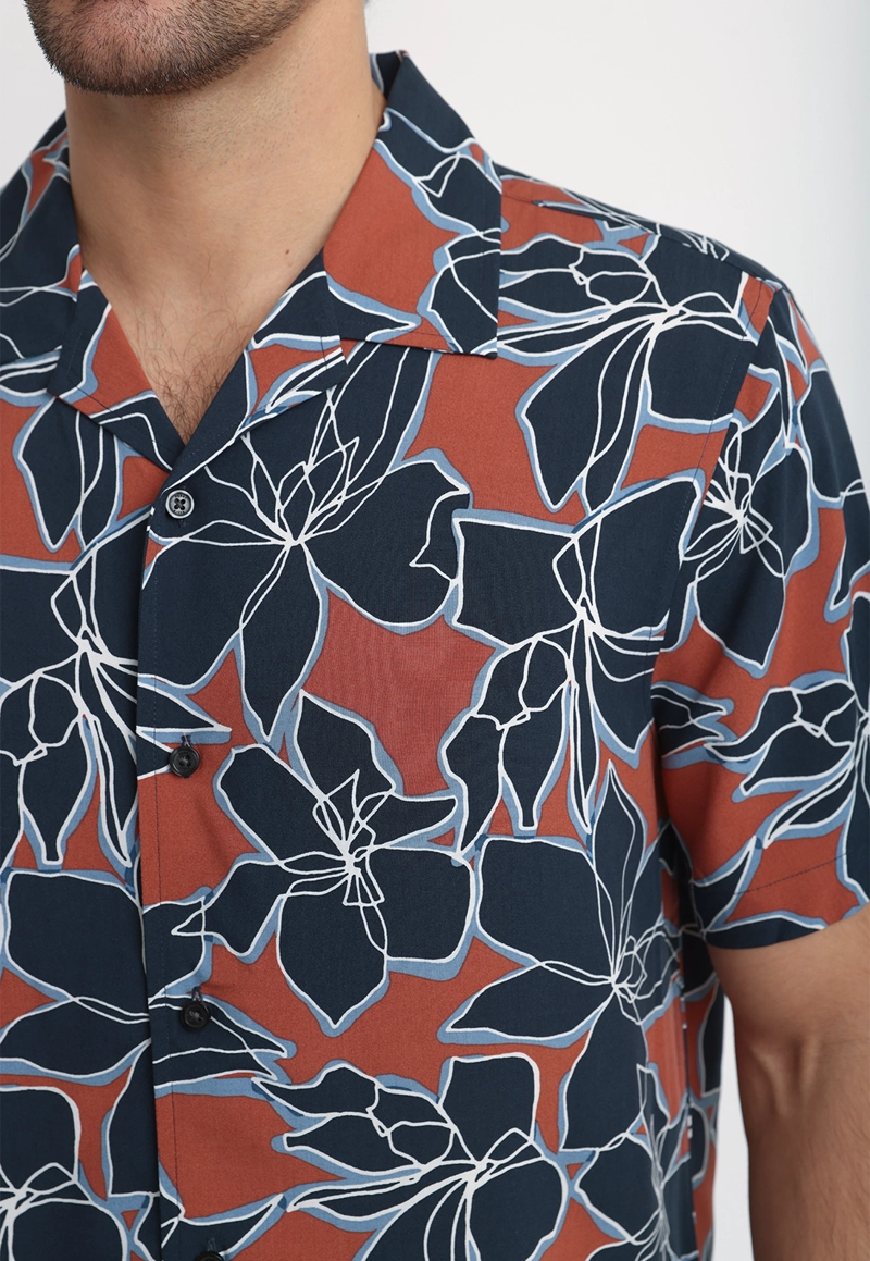 CAMISA HOMBRE MANGA CORTA ESTAMPADA TERRACOTA - 3