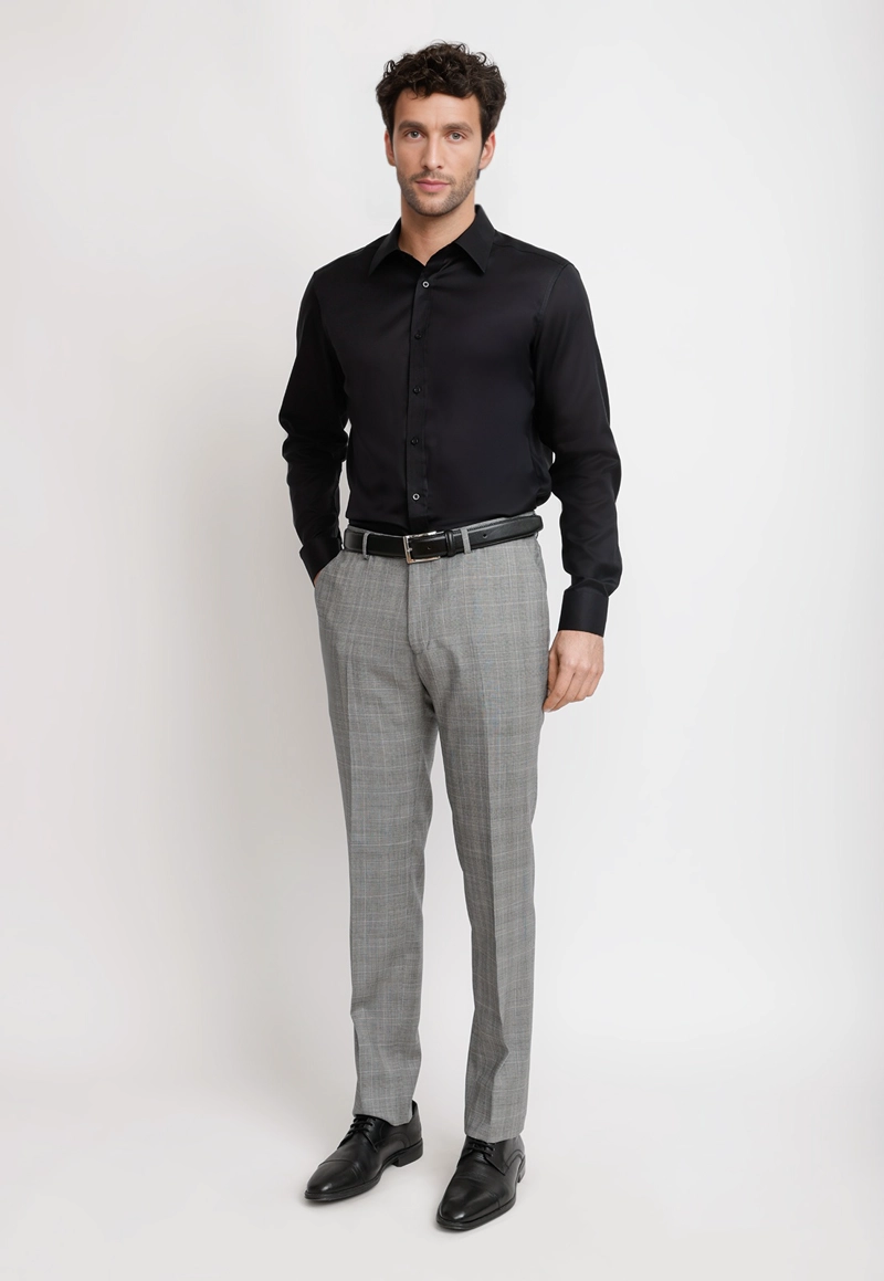 CAMISA HOMBRE FORMAL ALGODON NON IRON NEGRO - 4