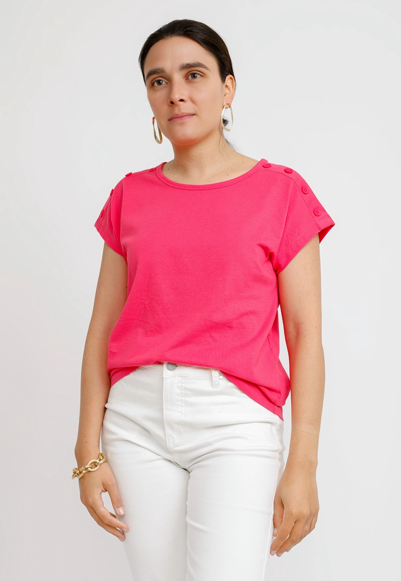 POLERA MUJER BILBAO ALGODON PERUANO FUCSIA - 1