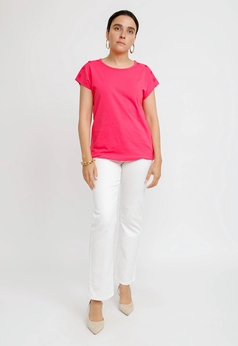POLERA MUJER BILBAO ALGODON PERUANO FUCSIA - 4