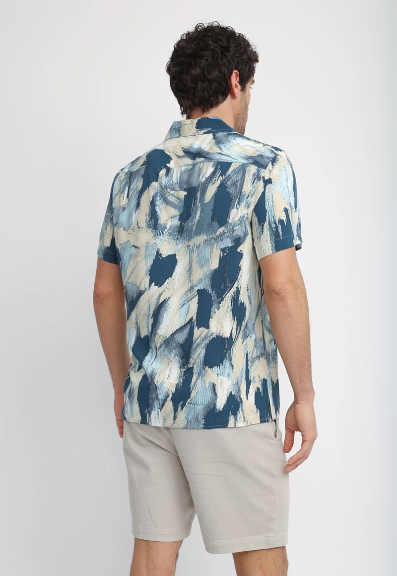 CAMISA HOMBRE MANGA CORTA ESTAMPADA AZUL - 2