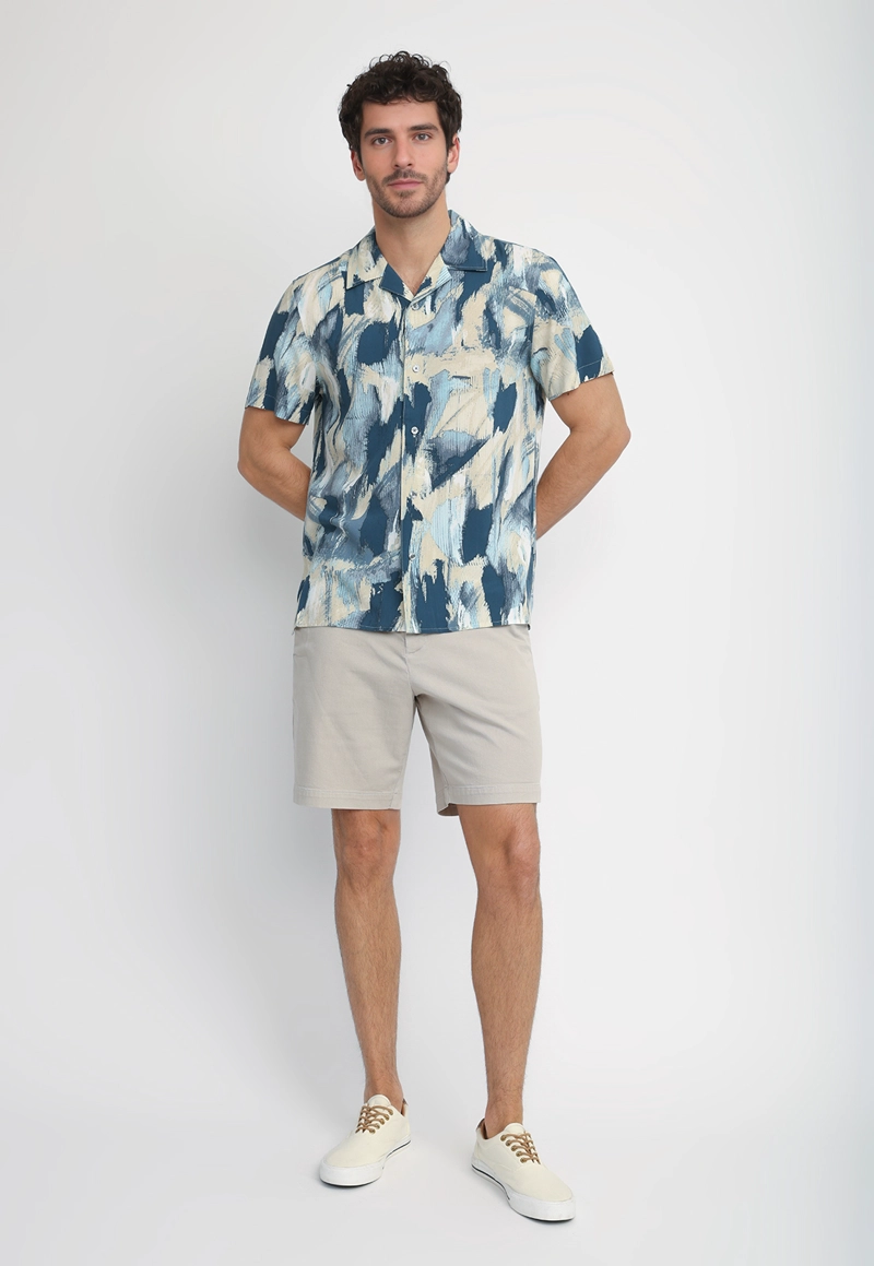 CAMISA HOMBRE MANGA CORTA ESTAMPADA AZUL - 3