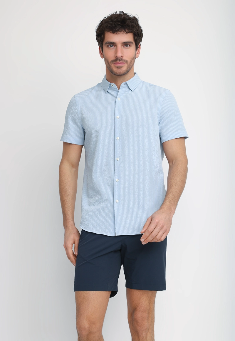 CAMISA HOMBRE MANGA CORTA CELESTE - 1