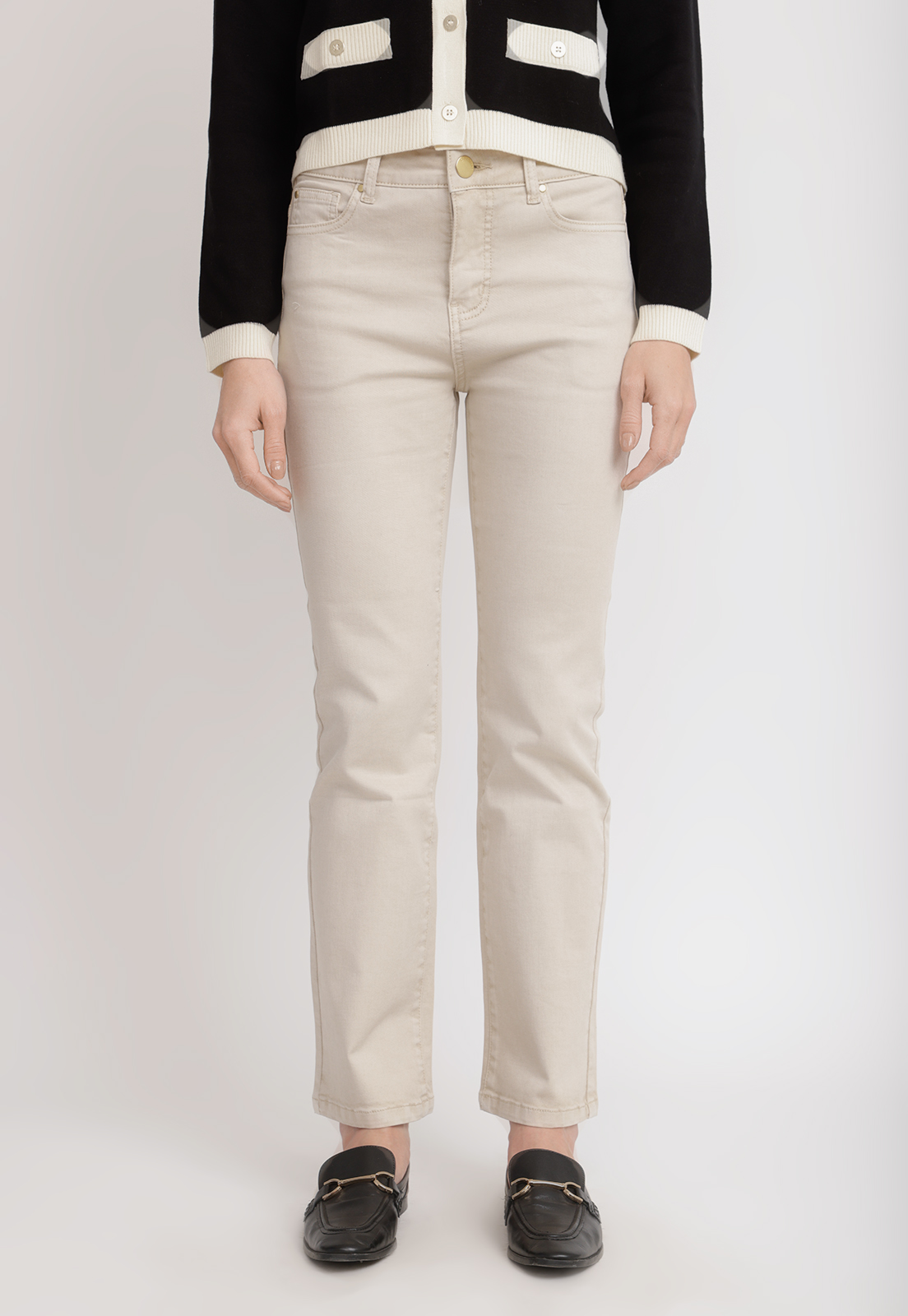 PANTALON RECTO BEIGE ELY26 MUJER - 1