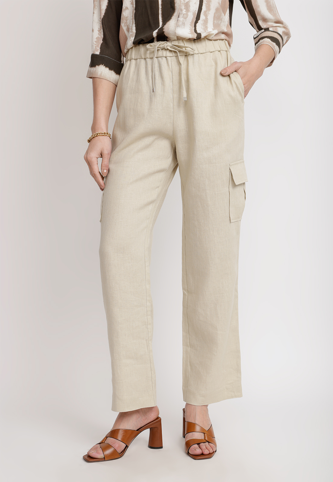 PANTALON CARGO BEIGE TULIPAN MUJER - 1
