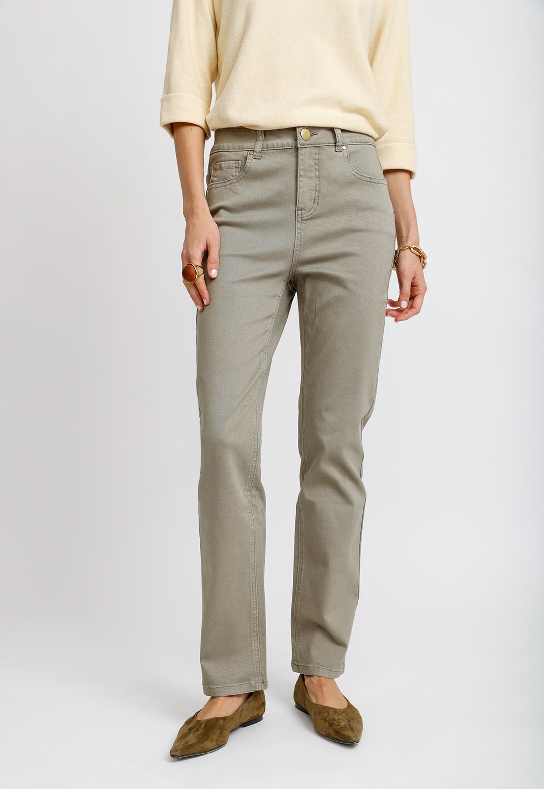 PANTALON RECTO OLIVA ELY26 MUJER - 1
