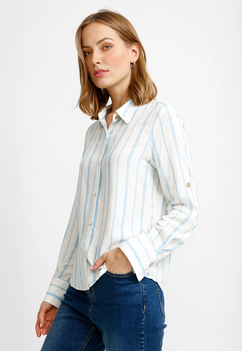 BLUSA RAYADA CELESTE ABELINA MUJER - 1