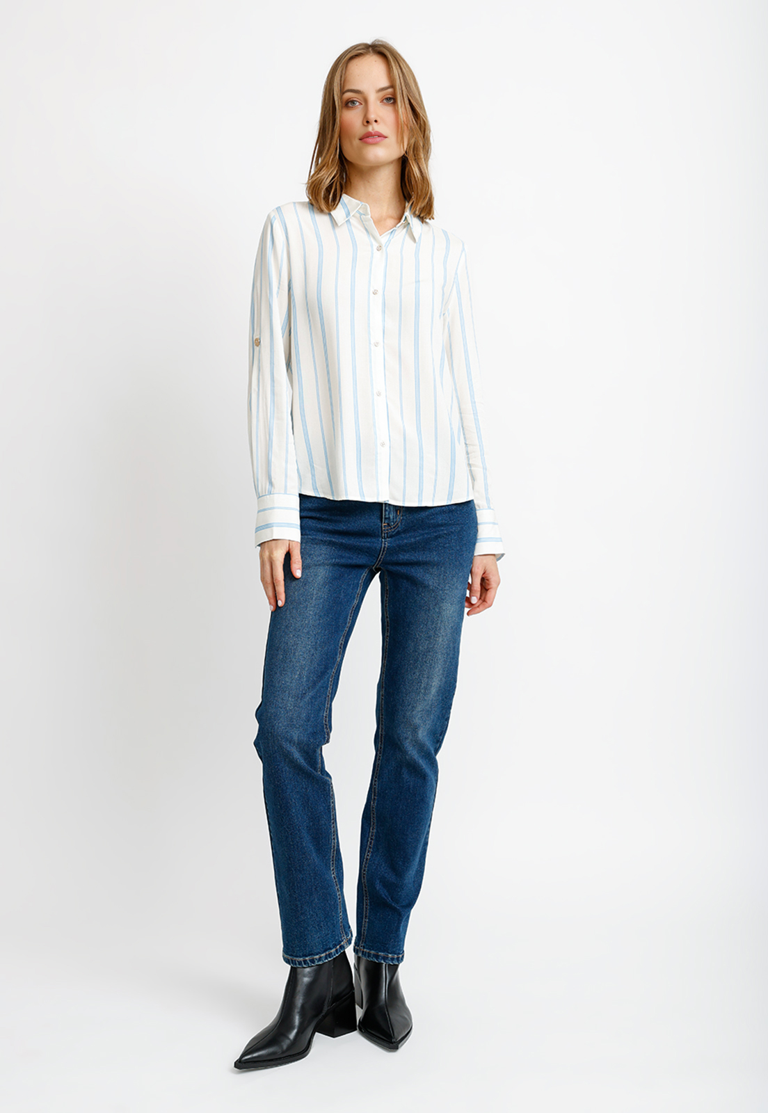 BLUSA RAYADA CELESTE ABELINA MUJER - 4